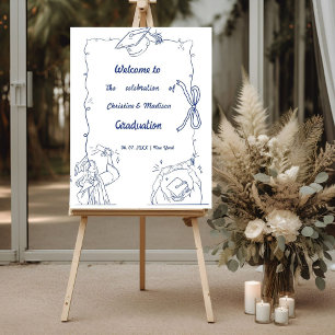 Hand Drawn Graduation Twin Welcome Sign
