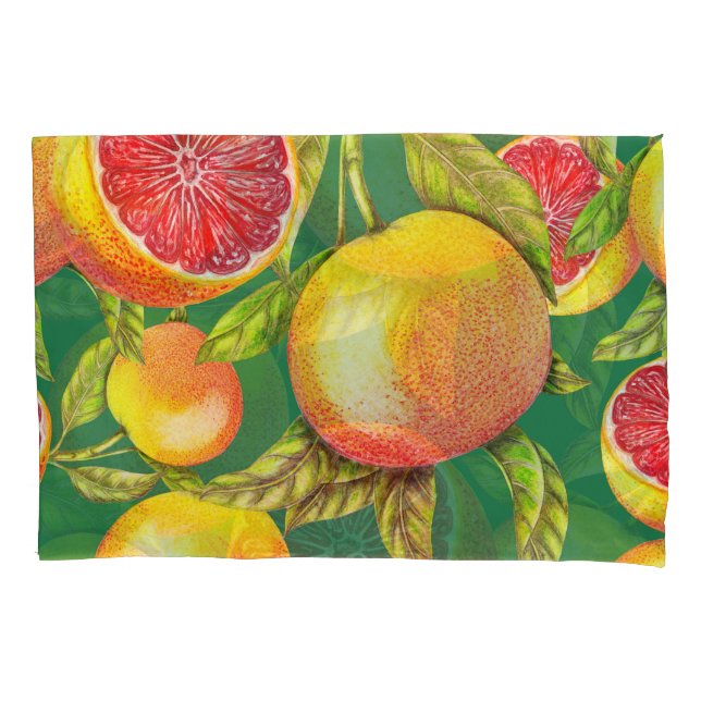 Hand Drawn Grapefruits Seamless Pattern Pillow Case (Front)