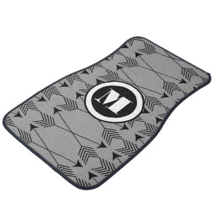 Hand Drawn Gray Arrows Personalized Monogram Car Floor Mat