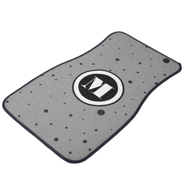 Hand Drawn Gray Dots Personalized Monogram Car Mat (Angled)