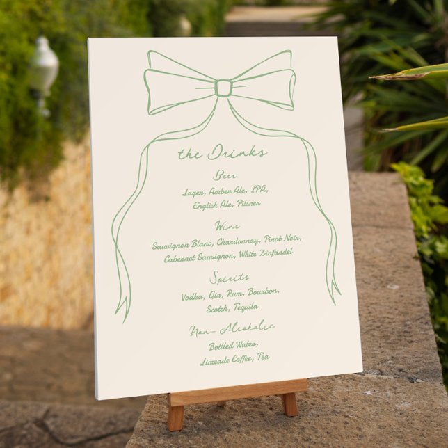 Hand Drawn Green Bow Wedding Bar Foam Board (Creator Uploaded)