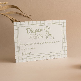 Hand Drawn Green Bread Vase Baby Diaper Raffle Enclosure Card