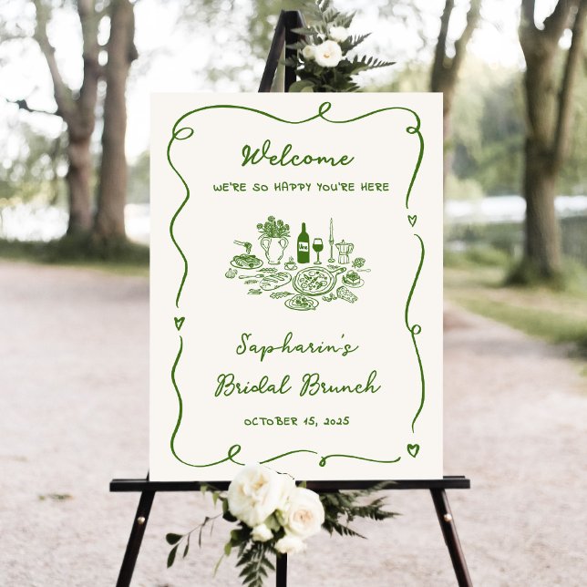 Hand Drawn Green Bridal Brunch Welcome Sign (Creator Uploaded)