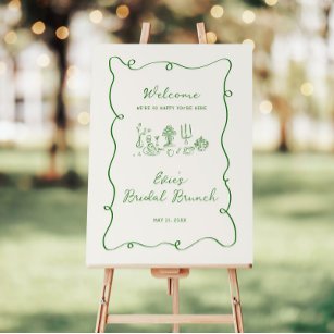 Hand Drawn Green Bridal Brunch Welcome Sign