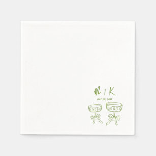 Hand Drawn Green Cocktail Wedding Napkins