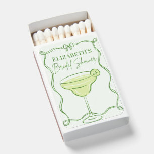 Hand Drawn Green Margs Cocktails Bridal Shower Matchboxes