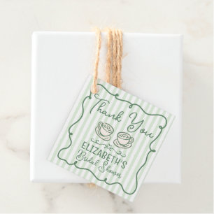 Hand Drawn Green Matcha Bridal Shower Thank You Favor Tags