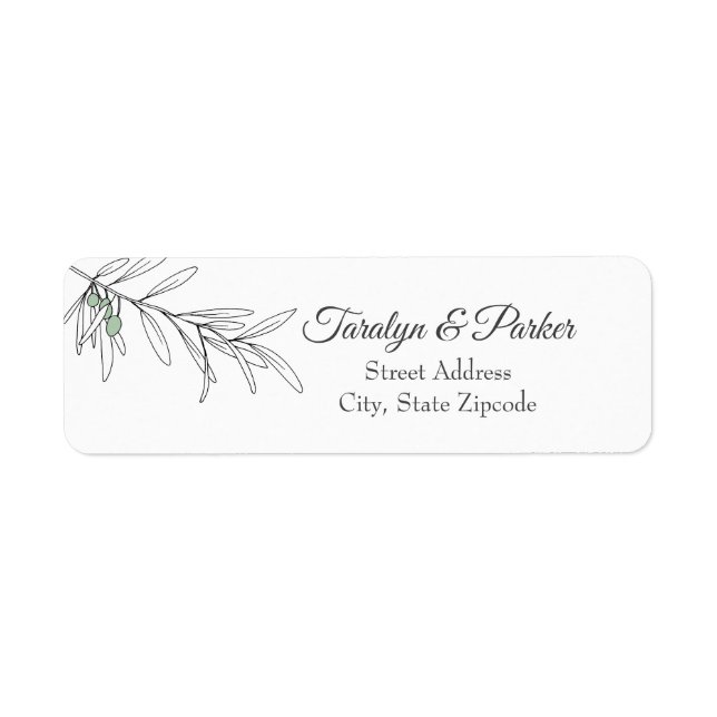 Hand Drawn Green Olive Leaves Label (Front)
