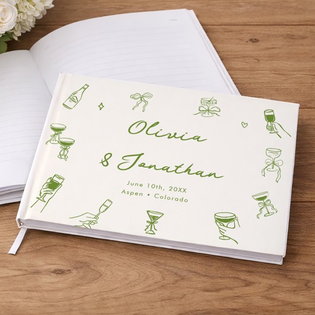 Hand Drawn Green Wedding Guest Book (Creator Uploaded)