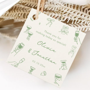 Hand Drawn Green Wedding Thank You Favor Tags