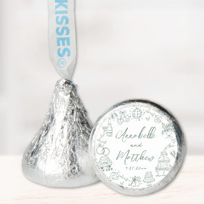 Hand Drawn Green Whimsical Wedding Hershey®'s Kisses®