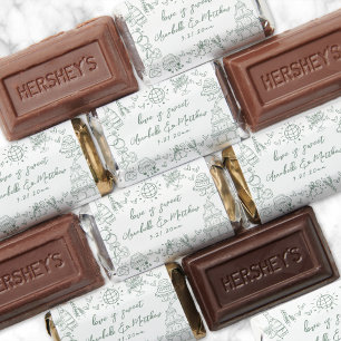 Hand Drawn Green Whimsical Wedding Hershey's Miniatures