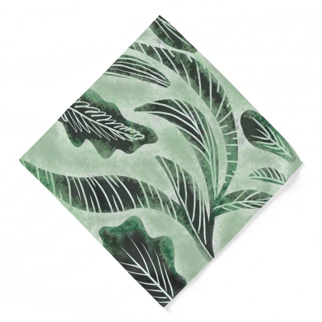 Hand Drawn Greenery Botanical Green Botanist Bandana (Front)