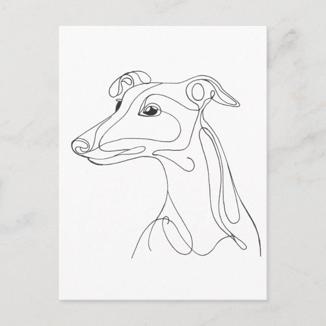Hand Drawn Greyhound Line Art - Minimalist Design Postcard (Front)