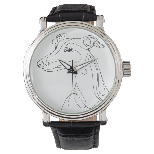 Hand Drawn Greyhound Line Art - Minimalist Design Watch (Front)