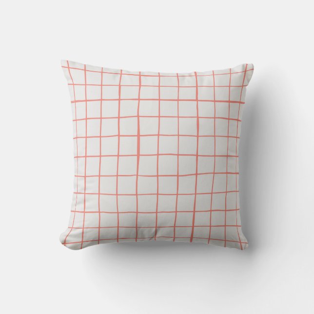 Hand-Drawn Grid Pattern Throw Pillow (Front)