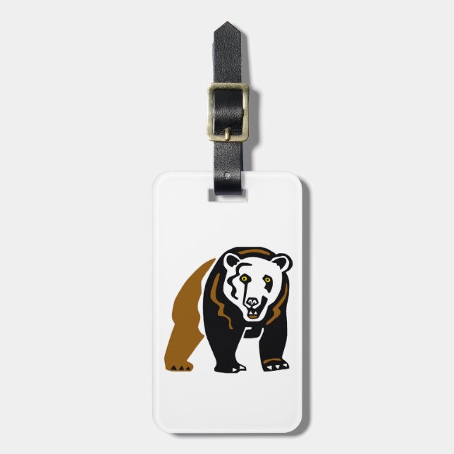 Hand drawn -  Grizzly BEAR- Wildlife - Nature -  Luggage Tag (Front Vertical)