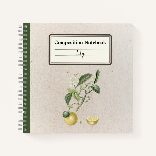 Hand Drawn Growing Lemons Composition Personalized Notebook (Front)