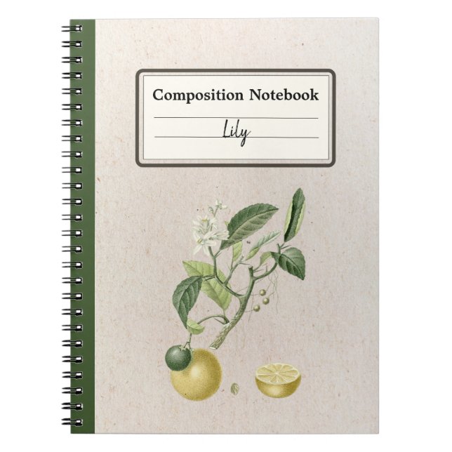 Hand Drawn Growing Lemons Personalized Composition Notebook (Front)