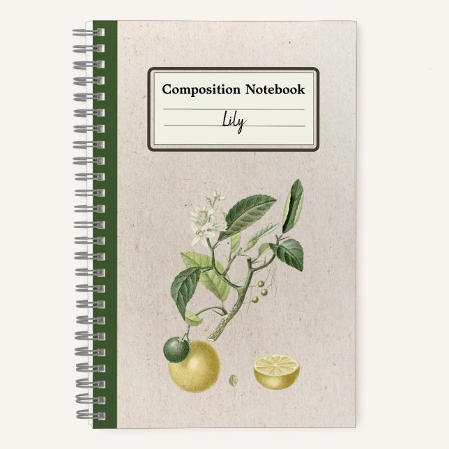 Hand Drawn Growing Lemons Personalized Composition Notebook (Front)