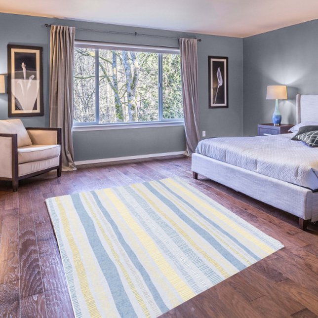 Hand Drawn Grunge Stripes Blue Yellow ID826 Rug (Creator Uploaded)
