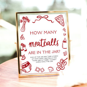 Hand Drawn Guess How Many Meatballs Baby Shower Poster