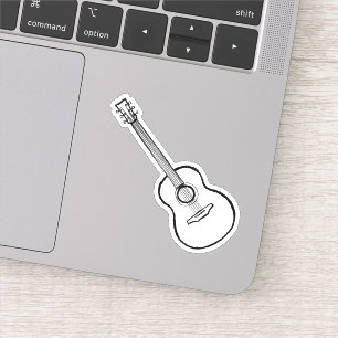 Hand-drawn Guitar 3" x 3" Custom-Cut Vinyl Sticker