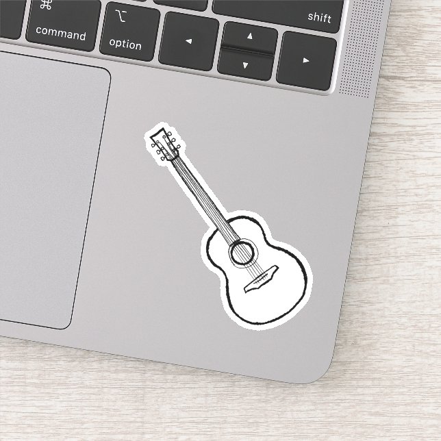 Hand-drawn Guitar 3" x 3" Custom-Cut Vinyl Sticker (Detail)