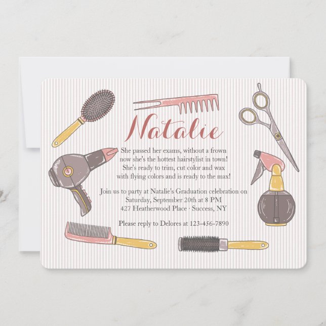 Hand-drawn Hairdresser Elements Invitation (Front)