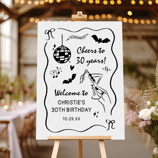 Hand Drawn Halloween Adult Birthday Party Foam Board (Creator Uploaded)