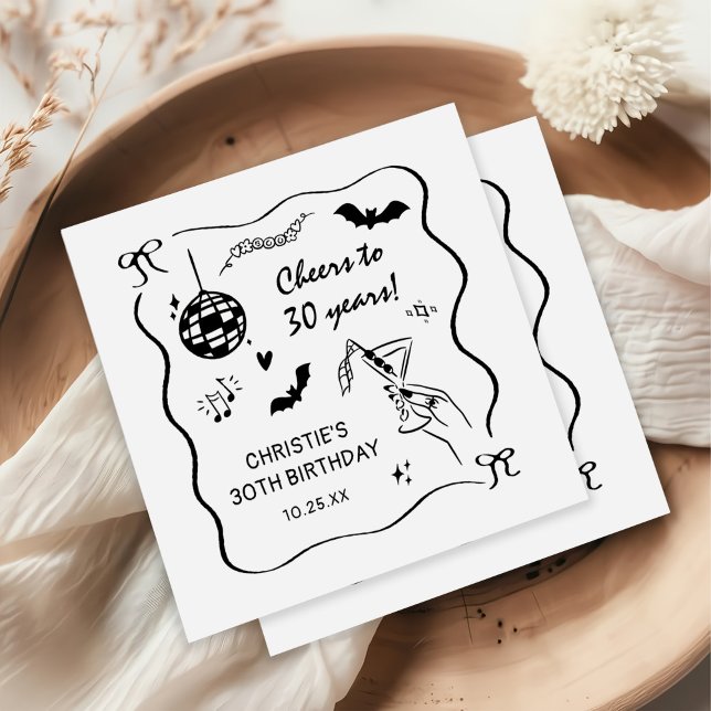 Hand Drawn Halloween Adult Birthday Party Napkins (Creator Uploaded)