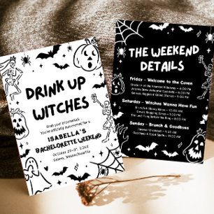Hand Drawn Halloween Bachelorette Weekend Party Invitation