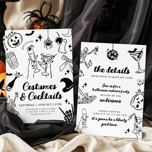 Hand Drawn Halloween Costume Party Invitation (Creator Uploaded)