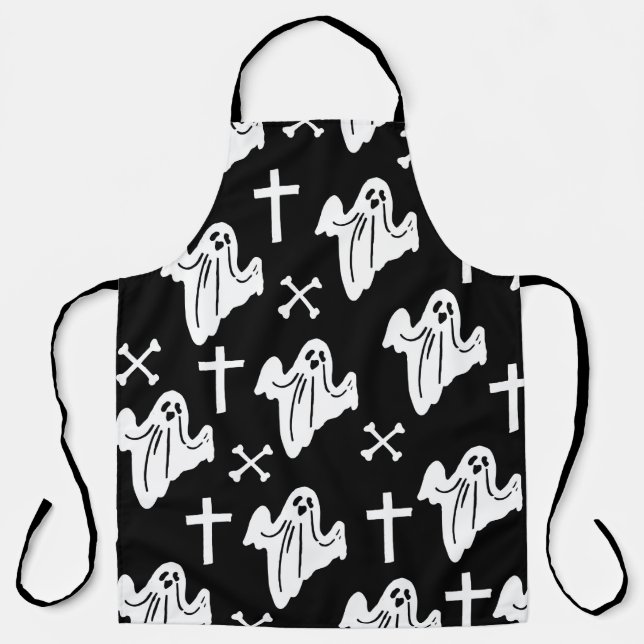 Hand Drawn Halloween Pattern Background Apron (Front)