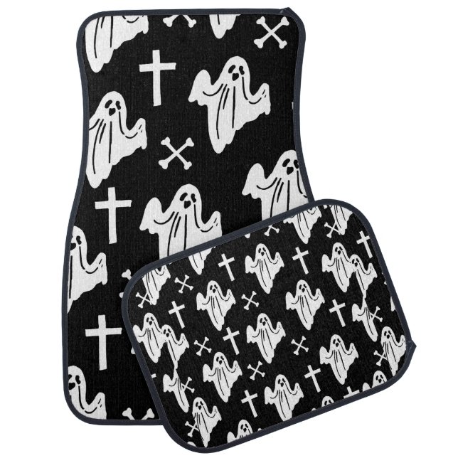 Hand Drawn Halloween Pattern Background Car Floor Mat (Set)