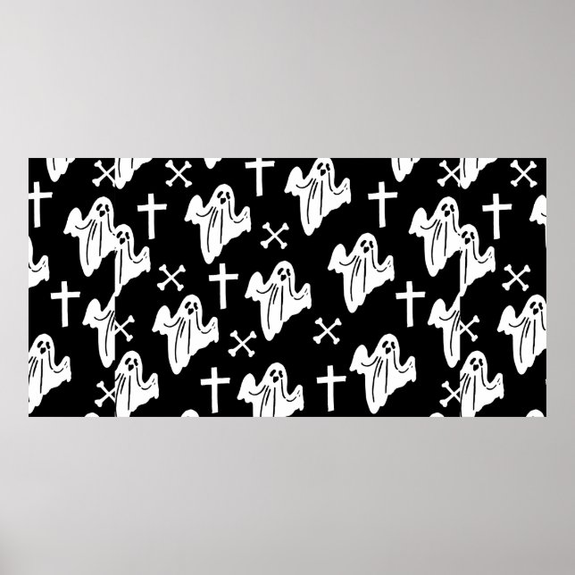 Hand Drawn Halloween Pattern Background Poster (Front)