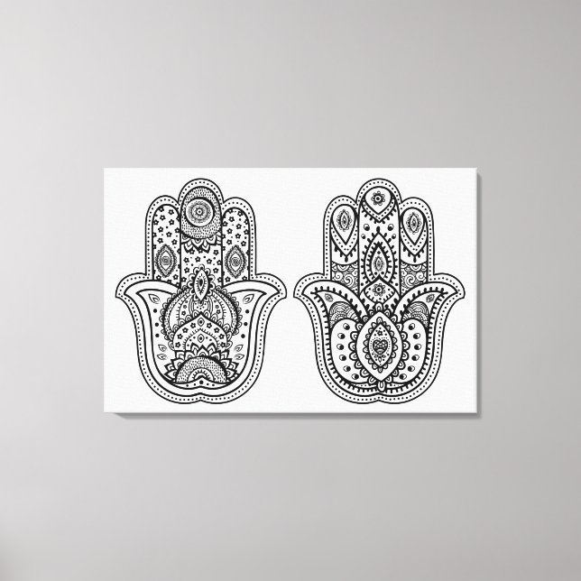 Hand Drawn Hamsa With Ornaments 6 Canvas Print (Front)
