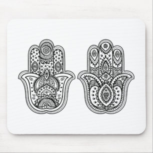 Hand Drawn Hamsa With Ornaments Mouse Pad