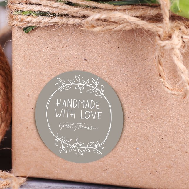 Hand Drawn Handmade With Love Personalized Classic Round Sticker (Creator Uploaded)