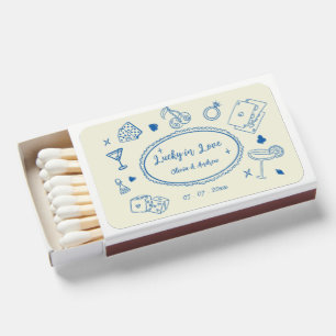 Hand Drawn Handwritten Funky Lucky In Love wedding Matchboxes