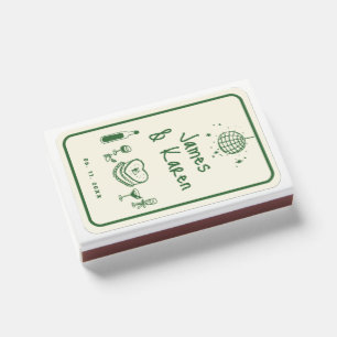 Hand Drawn Handwritten funky retro wedding Matchboxes