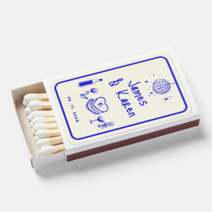 Hand Drawn Handwritten funky retro wedding Matchboxes