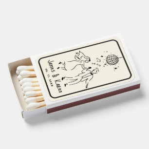 Hand Drawn Handwritten funky retro wedding Matchboxes