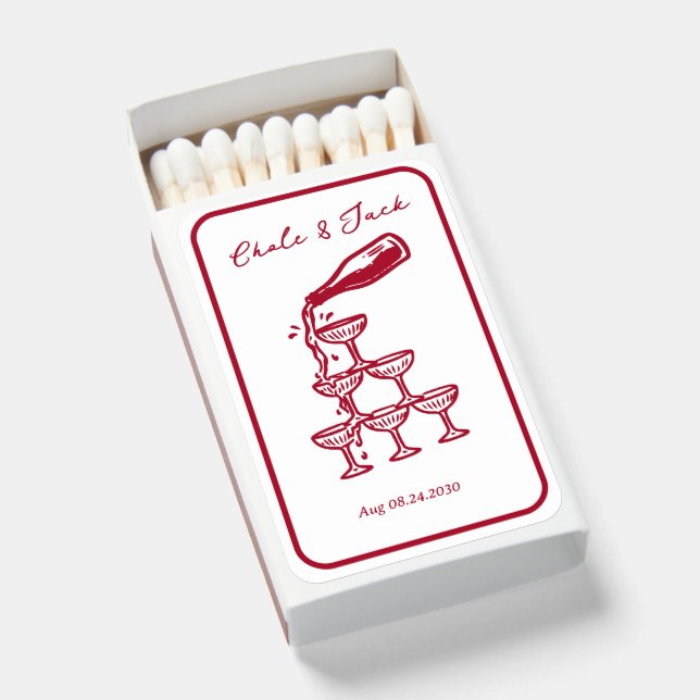 Hand Drawn Handwritten funky retro wedding  Matchboxes (Front Open)