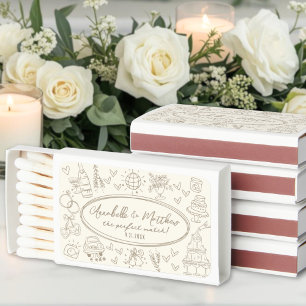 Hand Drawn Handwritten Funky Wedding Matchboxes
