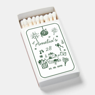 Hand Drawn Handwritten Retro Birthday Matchbox Matchboxes