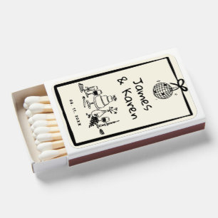 Hand Drawn Handwritten retro wedding Matchboxes