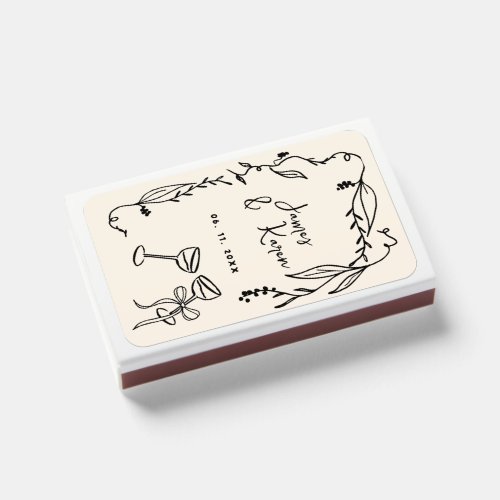 Hand Drawn Handwritten whimsical Italian wedding Matchboxes