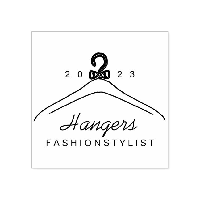 Hand drawn hanger for clothing boutique rubber stamp