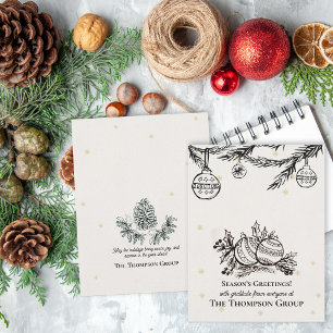 Hand Drawn Hanging Ornaments Botanical Corporate Holiday Card